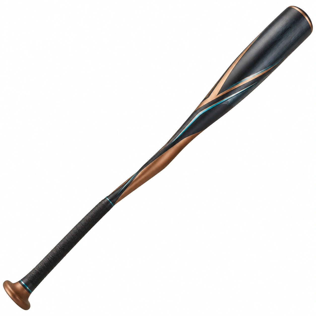 Bate de béisbol negro y bronce de 86 cm con diseño ergonómico