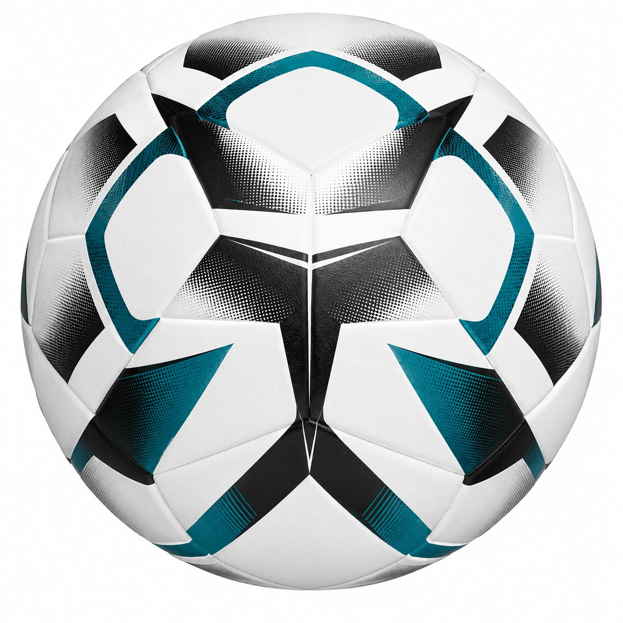 Balón de fútbol blanco, negro y turquesa para exteriores