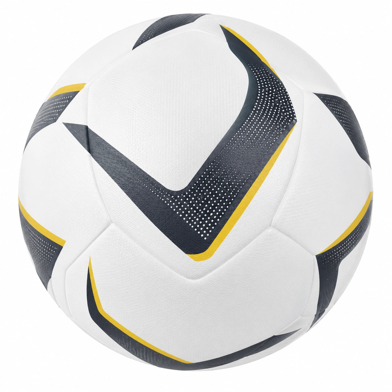 Balón de fútbol blanco, negro y amarillo para uso profesional