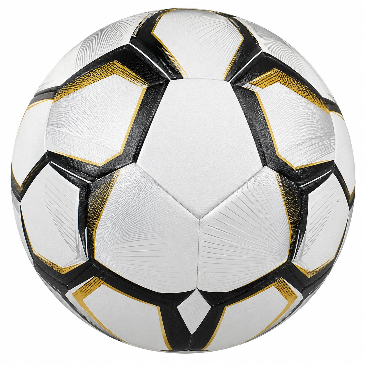 Balón de fútbol blanco/negro/dorado, 22 cm