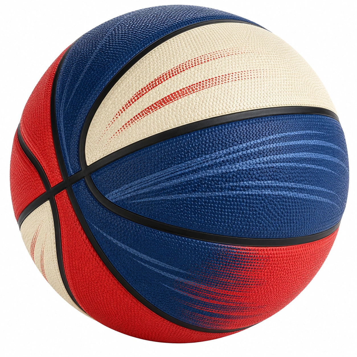 Balón de Baloncesto Exterior Azul, Rojo y Crema