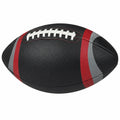 Pelota de fútbol americano negra con detalles rojos y plateados, 28x16 cm