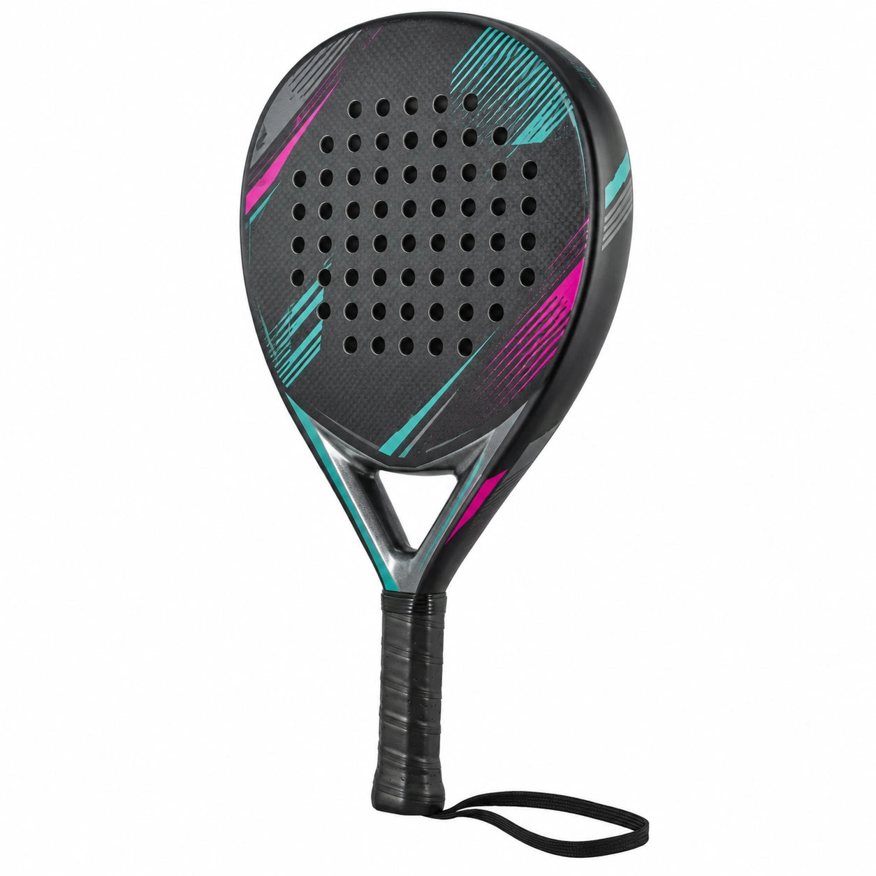 Pala de Pádel Forma Diamante Negro Turquesa Fucsia