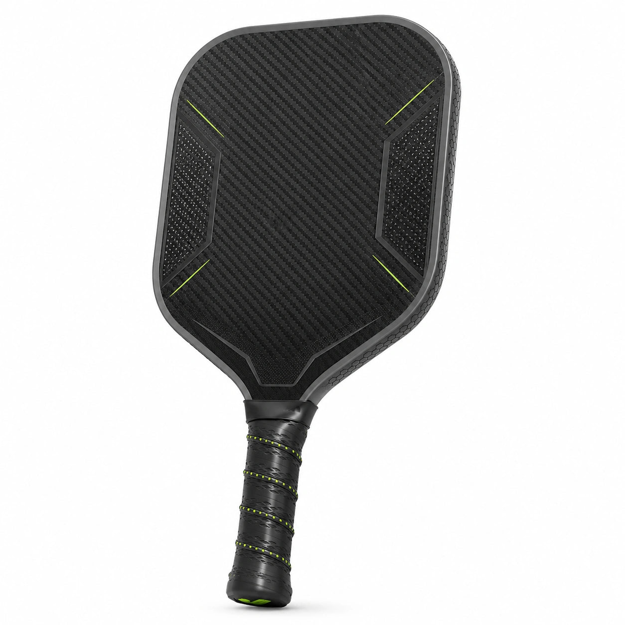 Paleta de Pickleball de Fibra de Carbono Negro y Verde