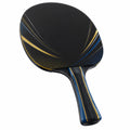 Raqueta de Tenis de Mesa Profesional Negra con Detalles Azules y Dorados